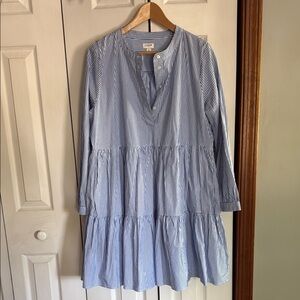 Jcrew Blue and white Striped Long Sleeve Dress